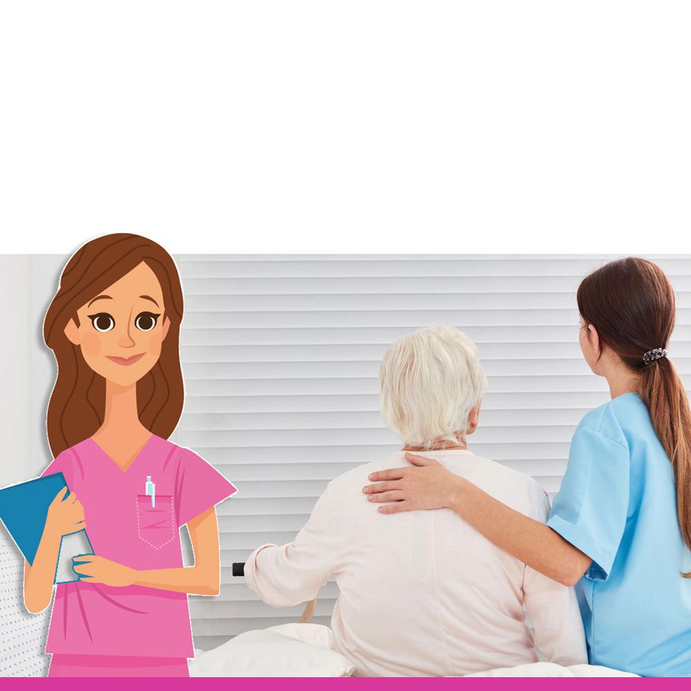 Jobs 3 Personalvermittlung in der Pflege: examinierte Altenpflegerin und Krankenpflegehelfer mit alter Dame